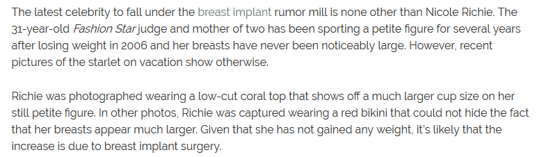 Did Nicole Richie Get Breast Implants?