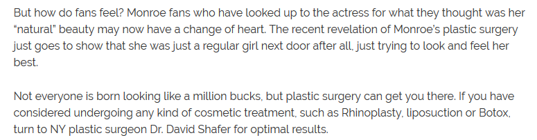 Marilyn Monroe’s Plastic Surgery