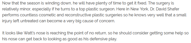 Watt Looks into Plastic Surgery