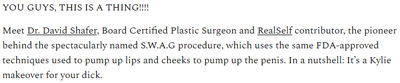 The “Next Big Thing” in Cosmetic Surgery is Penis Injections